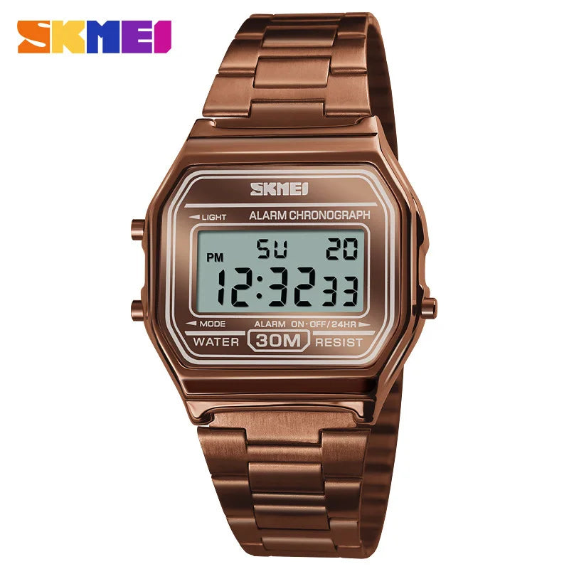 Reloj digital retro con correa delgada