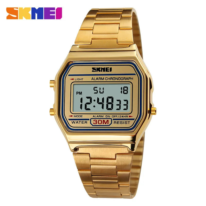 Reloj digital retro con correa delgada