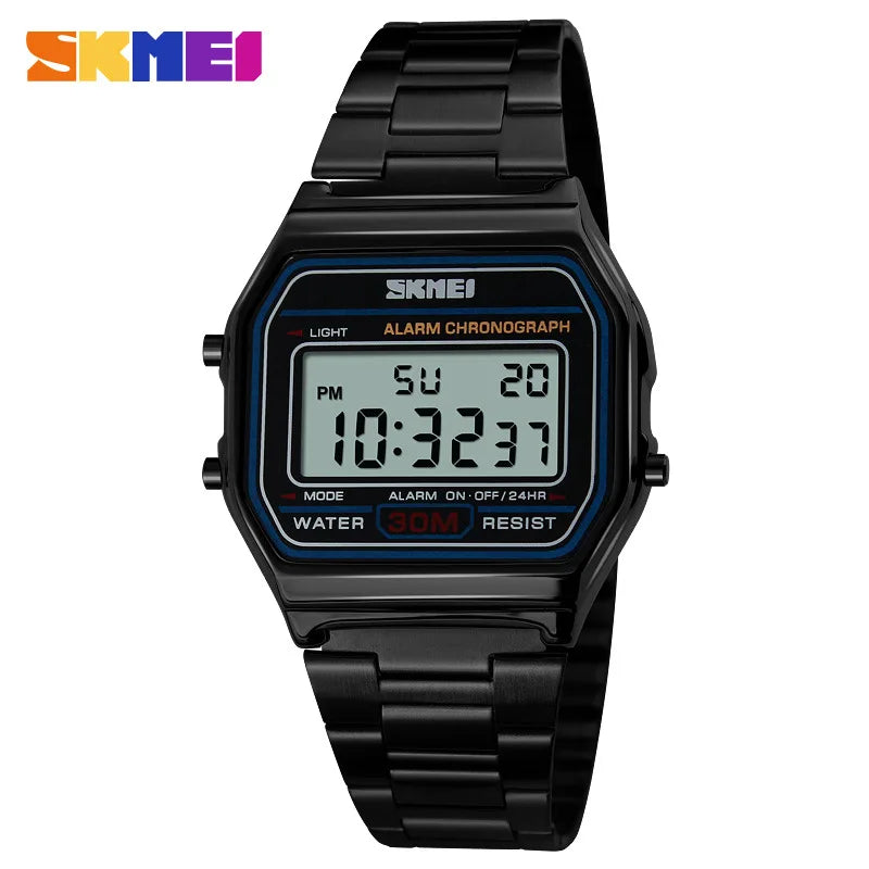 Reloj digital retro con correa delgada