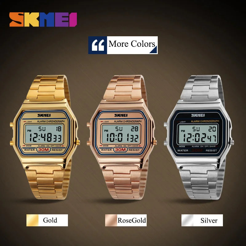 Reloj digital retro con correa delgada