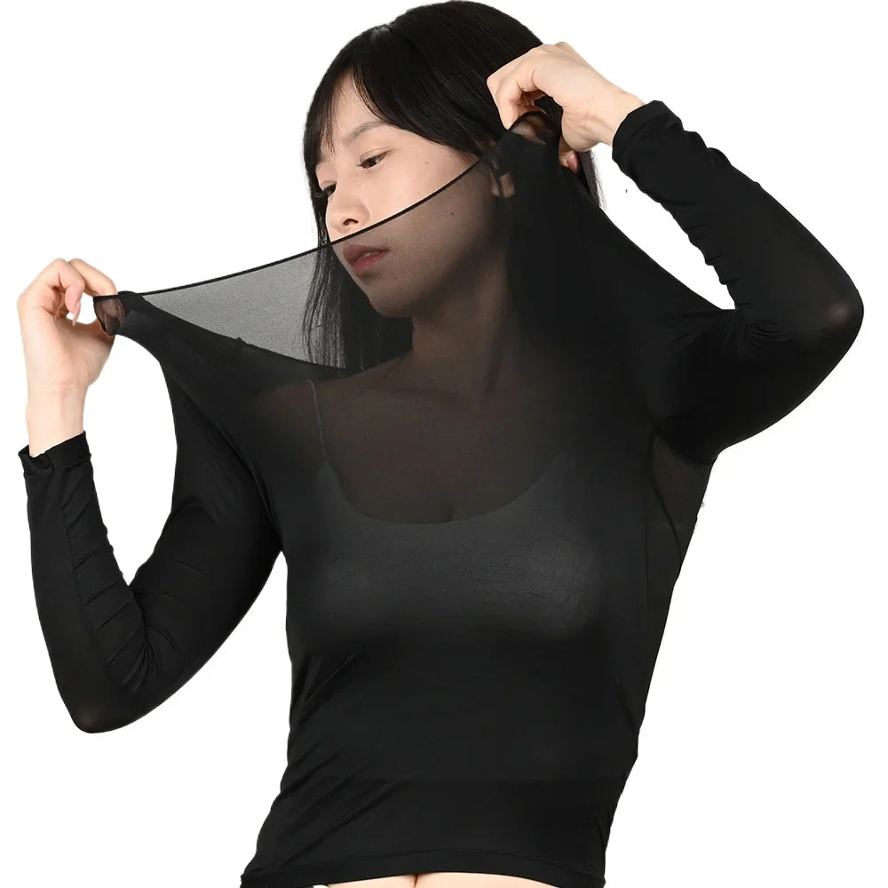 Camiseta térmica interior sin costuras de manga larga