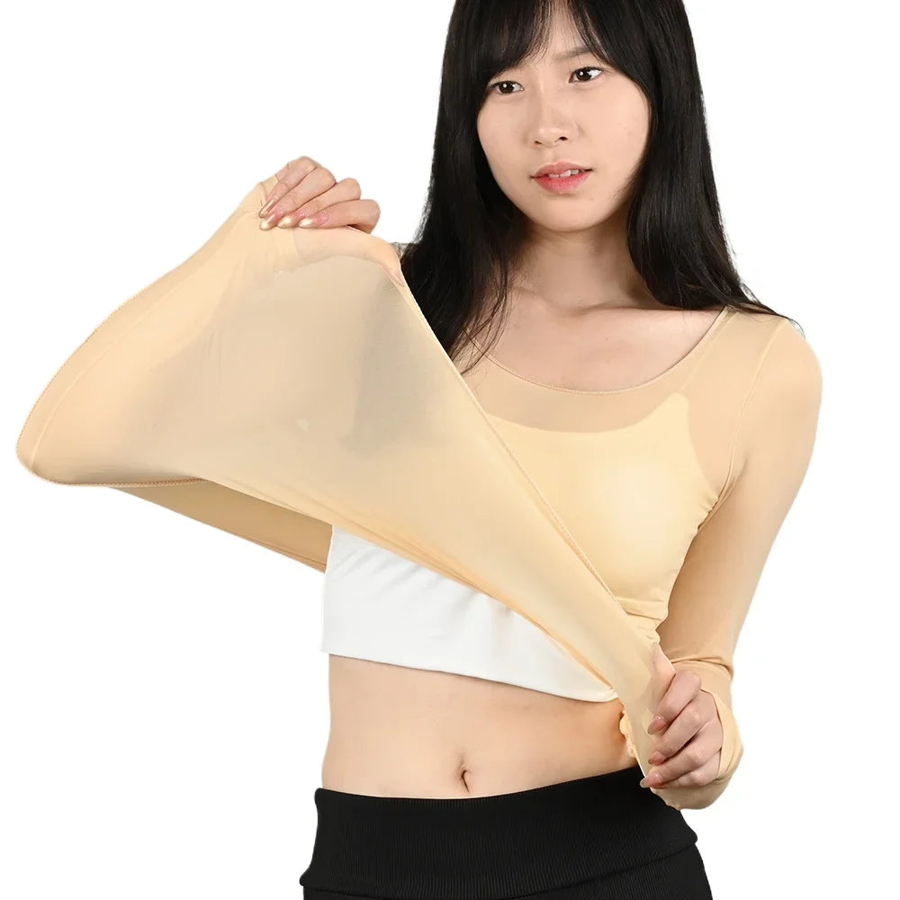 Camiseta térmica interior sin costuras de manga larga