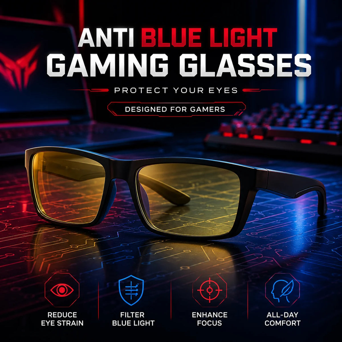 Gafas con Filtro de Luz Azul y Lentes Amarillas