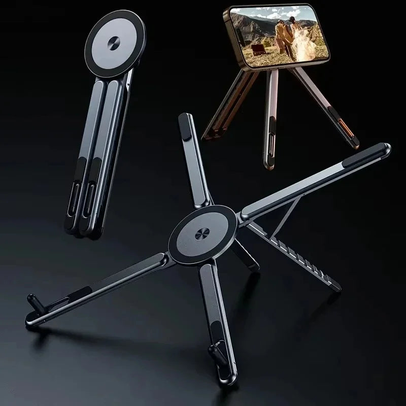 Soporte plegable magnético de aluminio para dispositivos