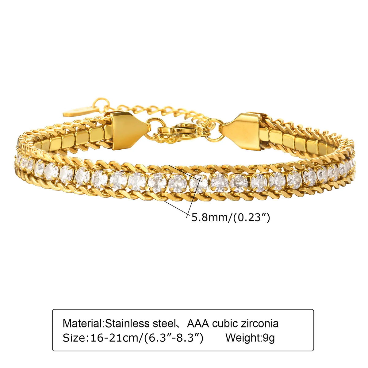Pulsera de Acero Inoxidable con Circonitas para Mujer
