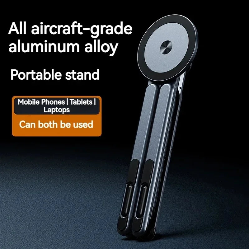Soporte plegable magnético de aluminio para dispositivos