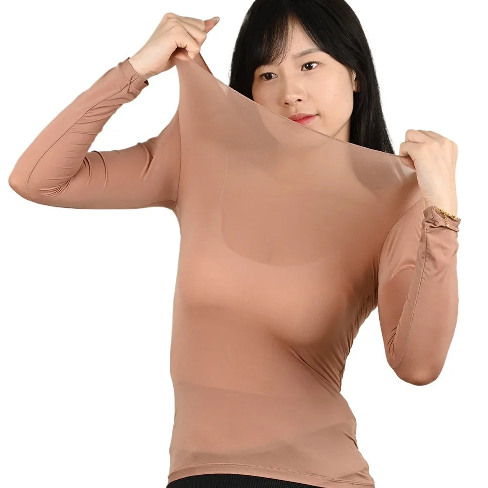 Camiseta térmica interior sin costuras de manga larga