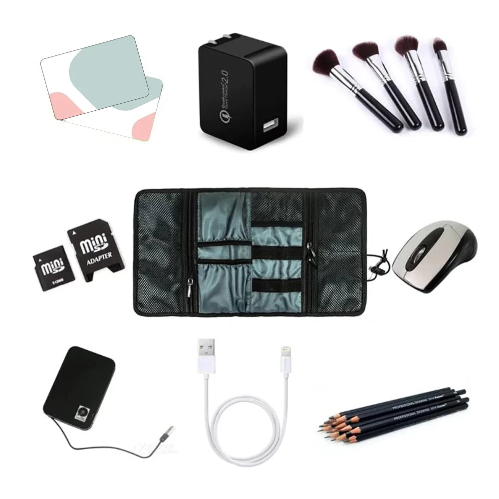 Estuche organizador enrollable de cables y cargadores