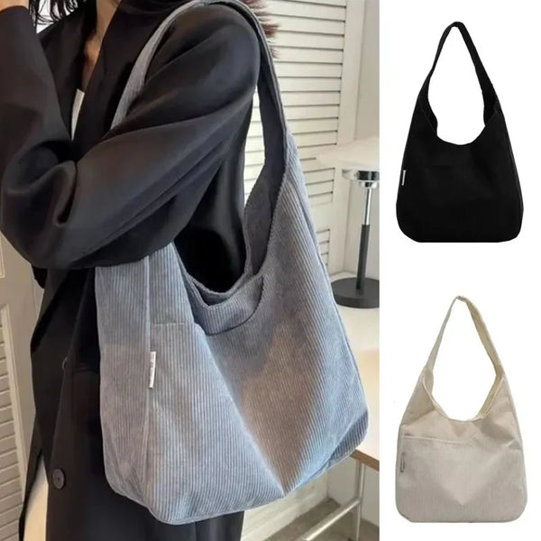 Bolso tote de lona y pana para mujer