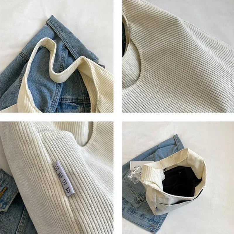 Bolso tote de lona y pana para mujer