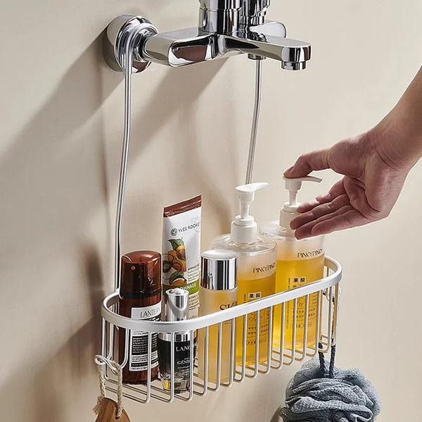 Cesta organizadora colgante para ducha en aluminio