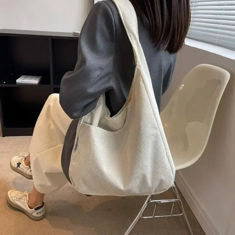 Bolso tote de lona y pana para mujer
