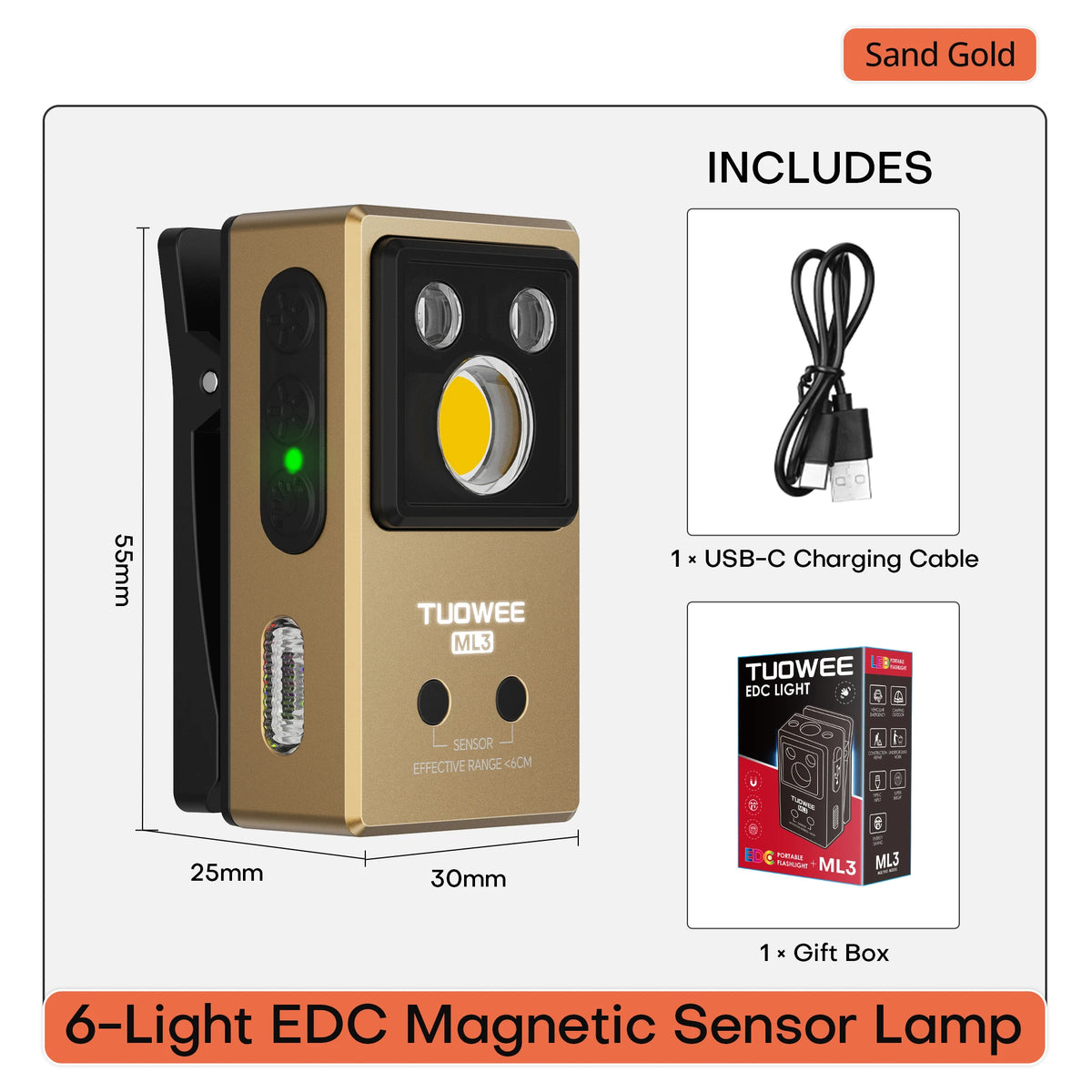Mini linterna de clip recargable con imán y luz RGB