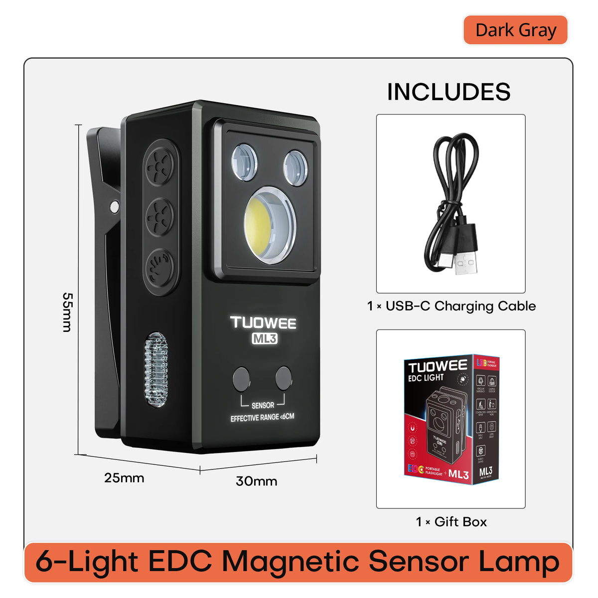 Mini linterna de clip recargable con imán y luz RGB