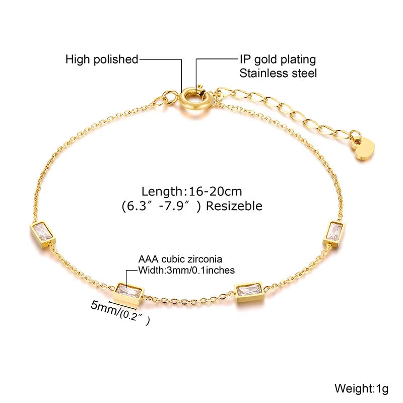 Pulsera de Acero Inoxidable con Circonitas para Mujer