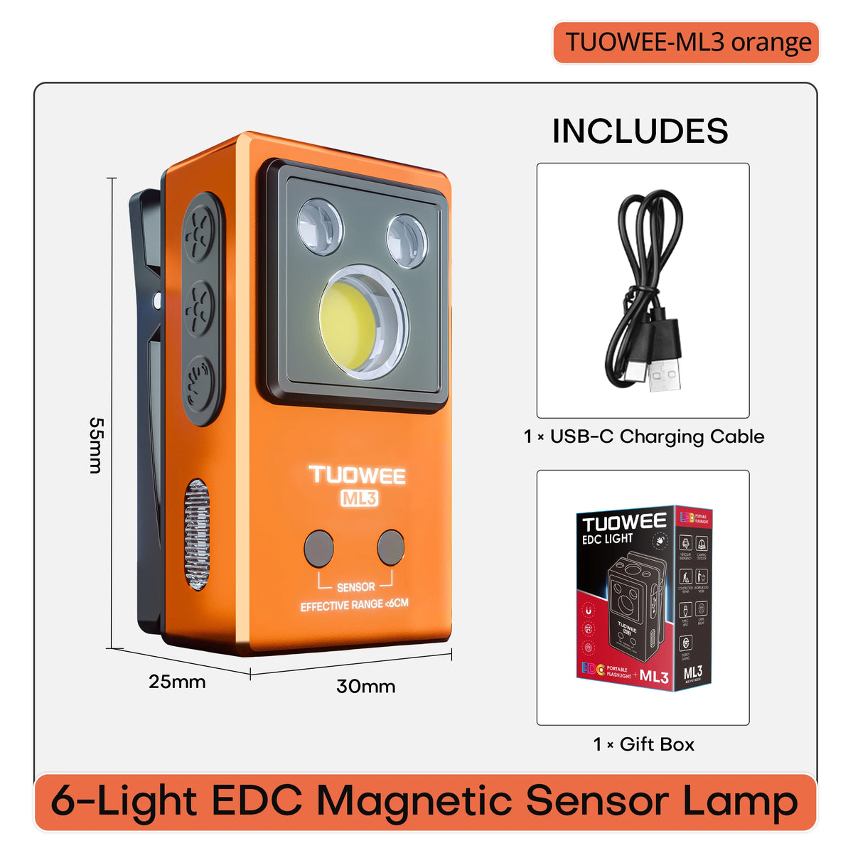 Mini linterna de clip recargable con imán y luz RGB