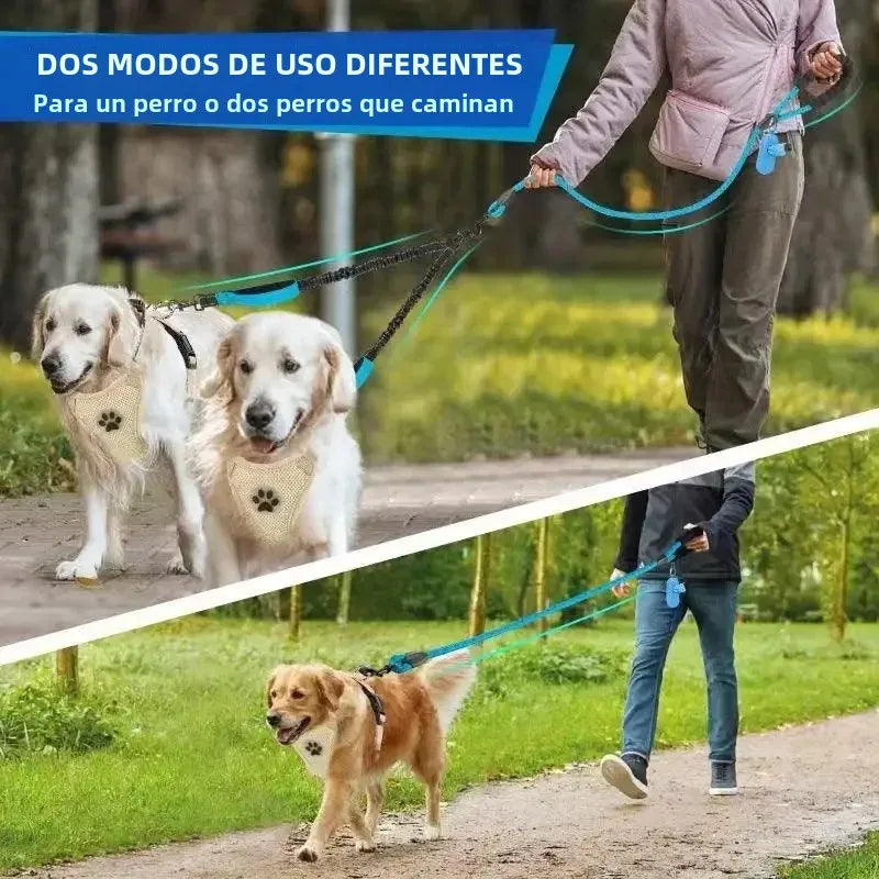 Correa doble reflectante para dos perros
