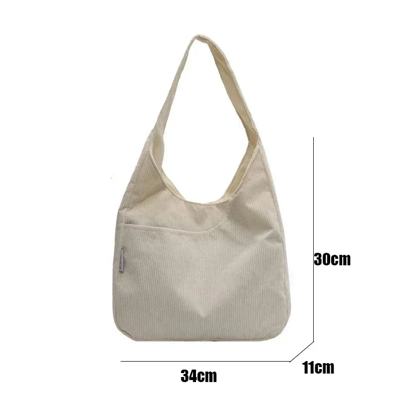 Bolso tote de lona y pana para mujer