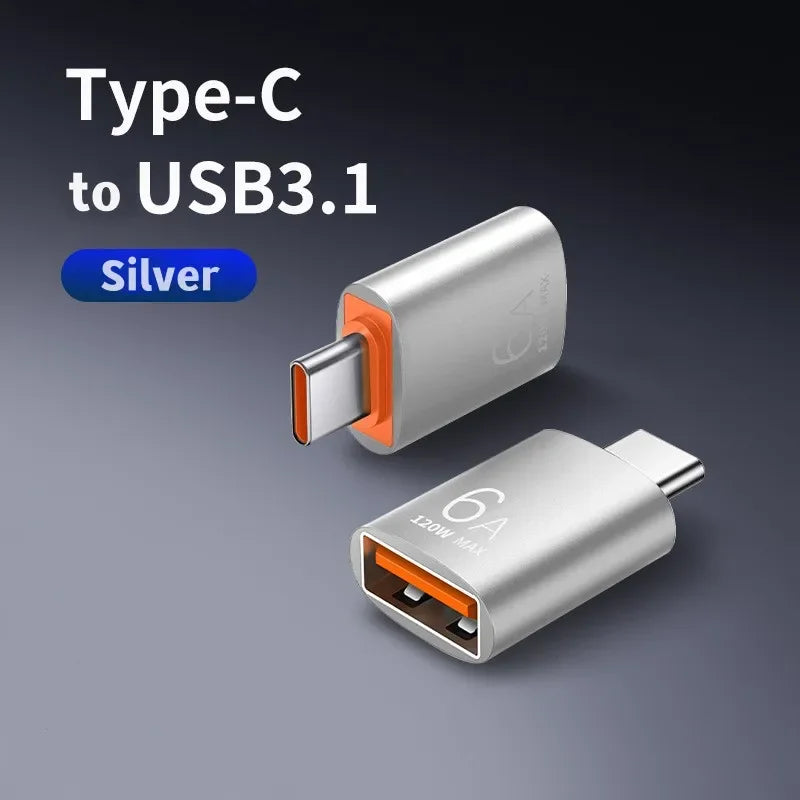 Adaptador Metálico USB y Tipo C con Carga 6A