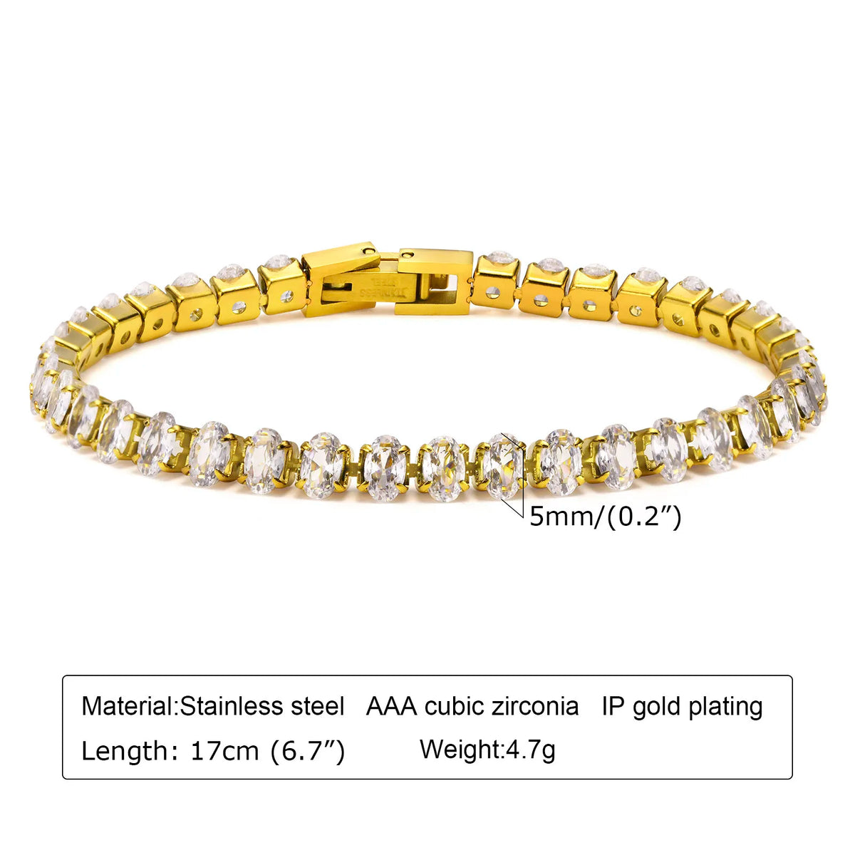 Pulsera de Acero Inoxidable con Circonitas para Mujer