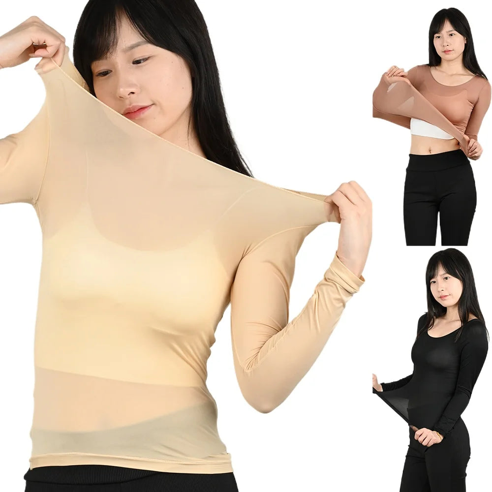 Camiseta térmica interior sin costuras de manga larga