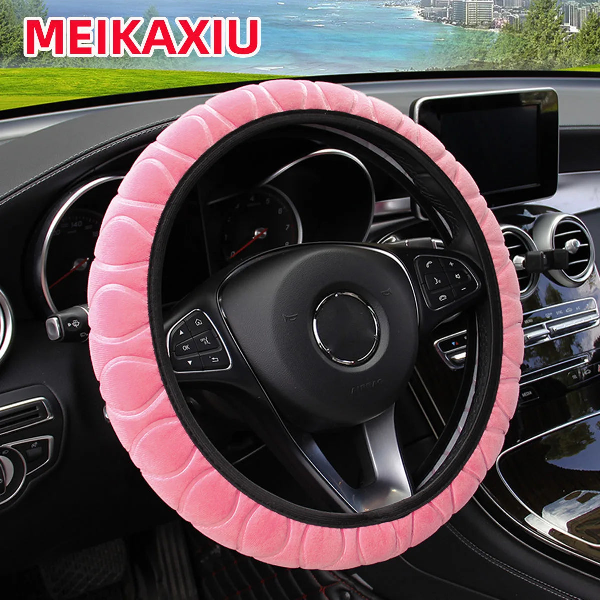 Funda de felpa corta para volante de coche